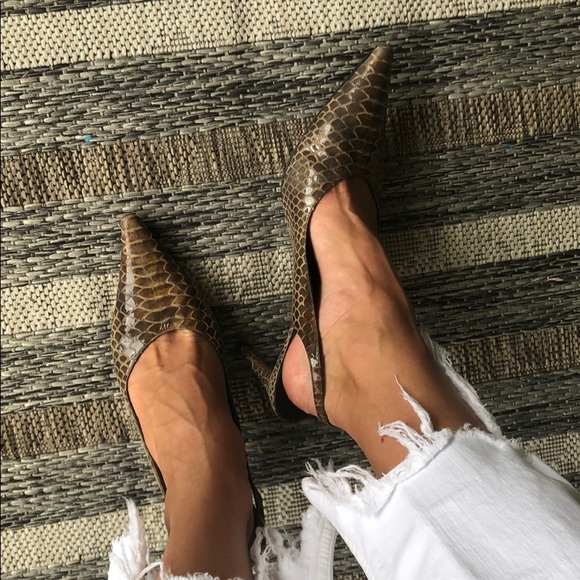 Stuart Weitzman Shoes - Stuart Weitzman Embossed Snakeskin Slingback Heels